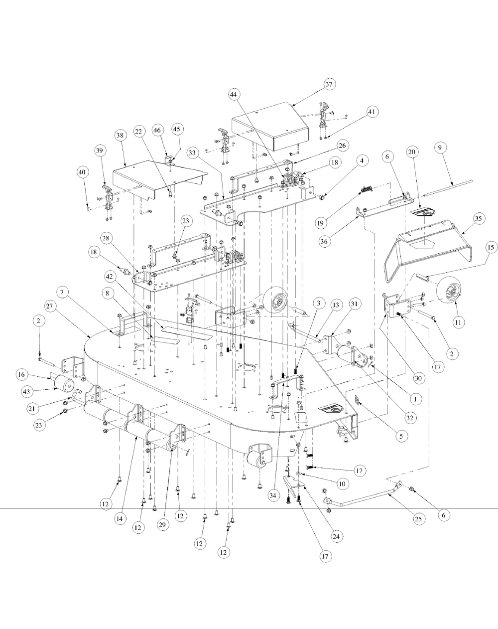 Fabricated Cutter Deck Diagram and Parts List for M60-KW LC-53BB5GFX750-29HP-DFI-OHV-LC Cub Cadet Lawn Tractor